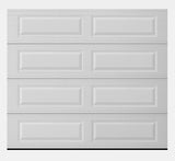 Long raised panel garage door